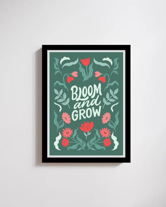 Bloom and Grow Floral Wall Art – Vibrant Modern Botanical Frame